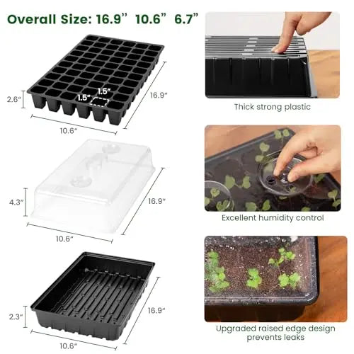 SOLIGT 60 Cell Seed Starter Kit with Grow Light and Heat Mat, Seed Starter Tray with Higher 4.3” Humidity Dome, 4/8/12/18H Timer, Flexible Light for Indoor Seed Starting & Seedling SOLIGT