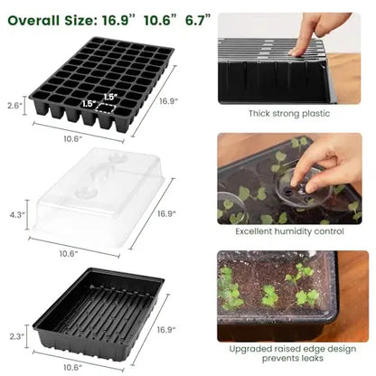 SOLIGT 60 Cell Seed Starter Kit with Grow Light and Heat Mat, Seed Starter Tray with Higher 4.3” Humidity Dome, 4/8/12/18H Timer, Flexible Light for Indoor Seed Starting & Seedling SOLIGT