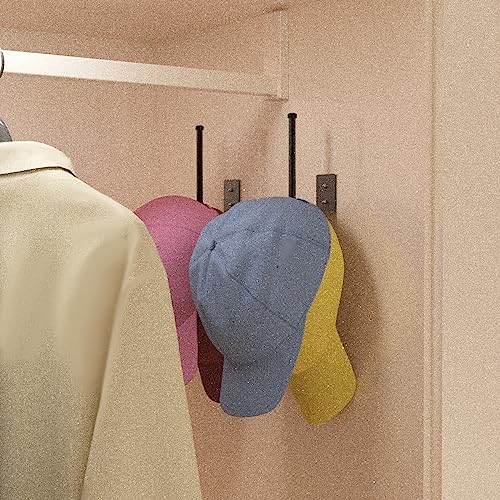 Durmmur 2 Pack Hat Racks for Baseball Caps, Stainless Steel Hat Organizer for Baseball Cap, Hat Holder Storage Organizer, Hat Hanger Strong Adhesive/Wall Drilled for Door, Bedroom, Closet(Black 6 in) Durmmur