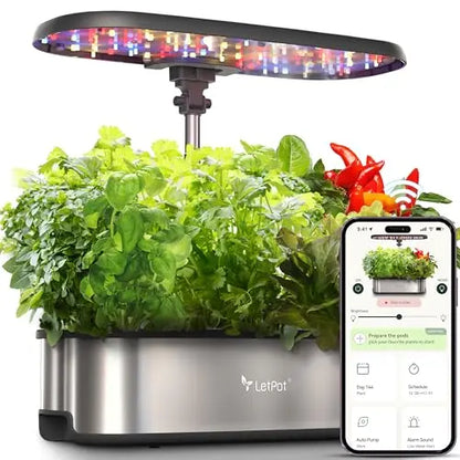 LetPot LPH-SE Hydroponics Growing System, 12 Pods Smart Herb Garden Kit Indoor, Indoor Garden, APP & WiFi Controlled, with 24W Growing LED, 5.5L Water Tank, Pump System, Automatic Timer LETPOT