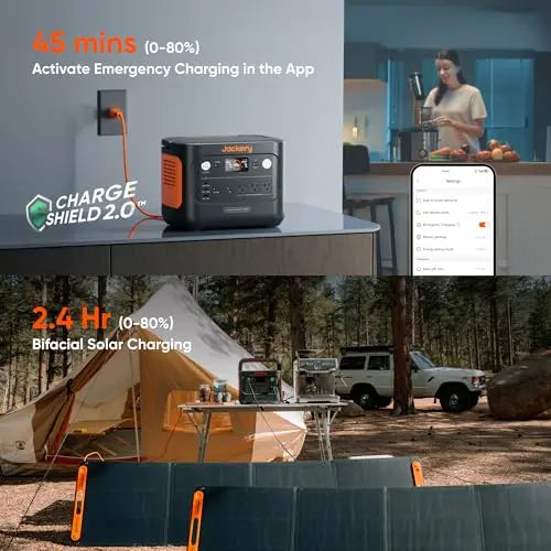 Jackery Solar Generator 1000 v2 with 200W Solar Panel,1070Wh Portable Power Station LiFePO4 Battery,1500W AC/100W USB-C Output, 1Hr Fast Charge for Outdoor,Off-Grid Living,RV,Emergency Jackery