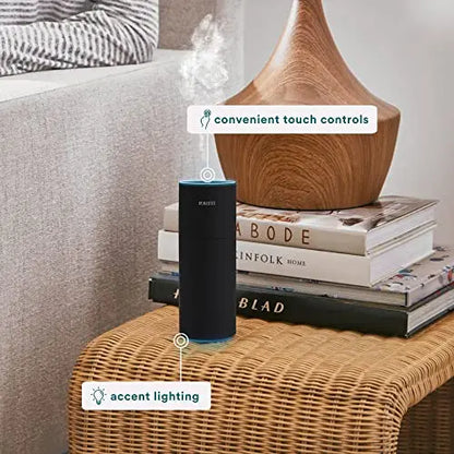 Homedics Portable Humidifier - Small Air Humidifiers for Bedroom, Plants, Office, Travel - Cool Mist Humidifiers, Color-Changing Accent Light, 2 Mist Settings, Black Homedics