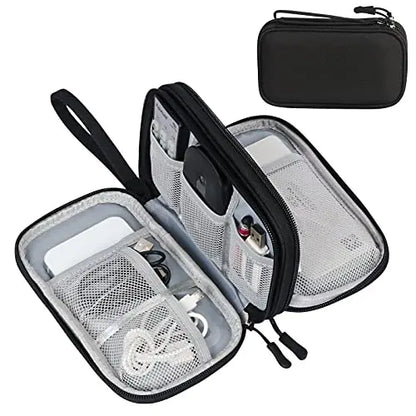 FYY Travel Cable Organizer Pouch Electronic Accessories Carry Case Portable Waterproof Double Layers All-in-One Storage Bag for Cord, Charger, Phone, Earphone Black FYY