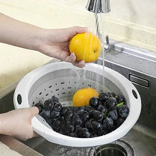 QiMH Collapsible Colander and Strainer, 5 Quart(1.25 gal), Heavey Duty Kitchen Drainer Basket for Pasta, Veggies and Fruits, New Home Apartment Essentials QiMH