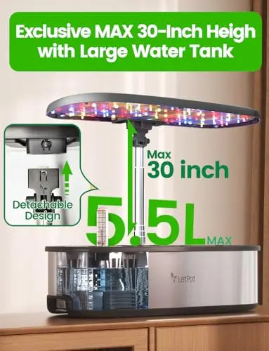 LetPot LPH-SE Hydroponics Growing System, 12 Pods Smart Herb Garden Kit Indoor, Indoor Garden, APP & WiFi Controlled, with 24W Growing LED, 5.5L Water Tank, Pump System, Automatic Timer LETPOT