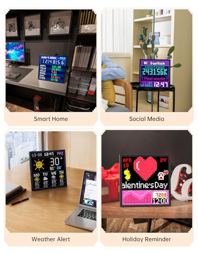Divoom Pixoo-64 - WiFi Pixel Cloud Digital Frame with APP Control,64 X 64 LED Panel Display Frame for Gaming Room Decoration/Social Media Fans Counter Divoom