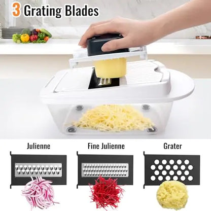8 Blade All-in-1 Vegetable Chopper Mandoline Slicer with Container, Food Chopper, Onion Chopper, Veggie Cutter for Salad, Kitchen Gadgets Accessories Essentials, White ukeetap