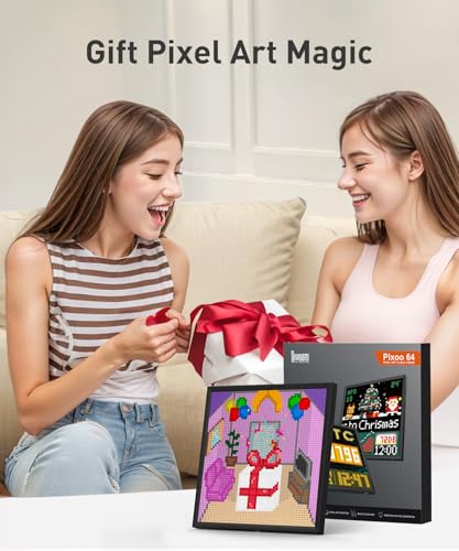 Divoom Pixoo-64 - WiFi Pixel Cloud Digital Frame with APP Control,64 X 64 LED Panel Display Frame for Gaming Room Decoration/Social Media Fans Counter Divoom