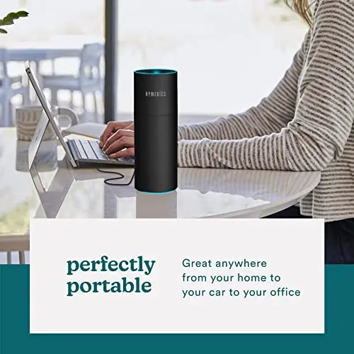 Homedics Portable Humidifier - Small Air Humidifiers for Bedroom, Plants, Office, Travel - Cool Mist Humidifiers, Color-Changing Accent Light, 2 Mist Settings, Black Homedics