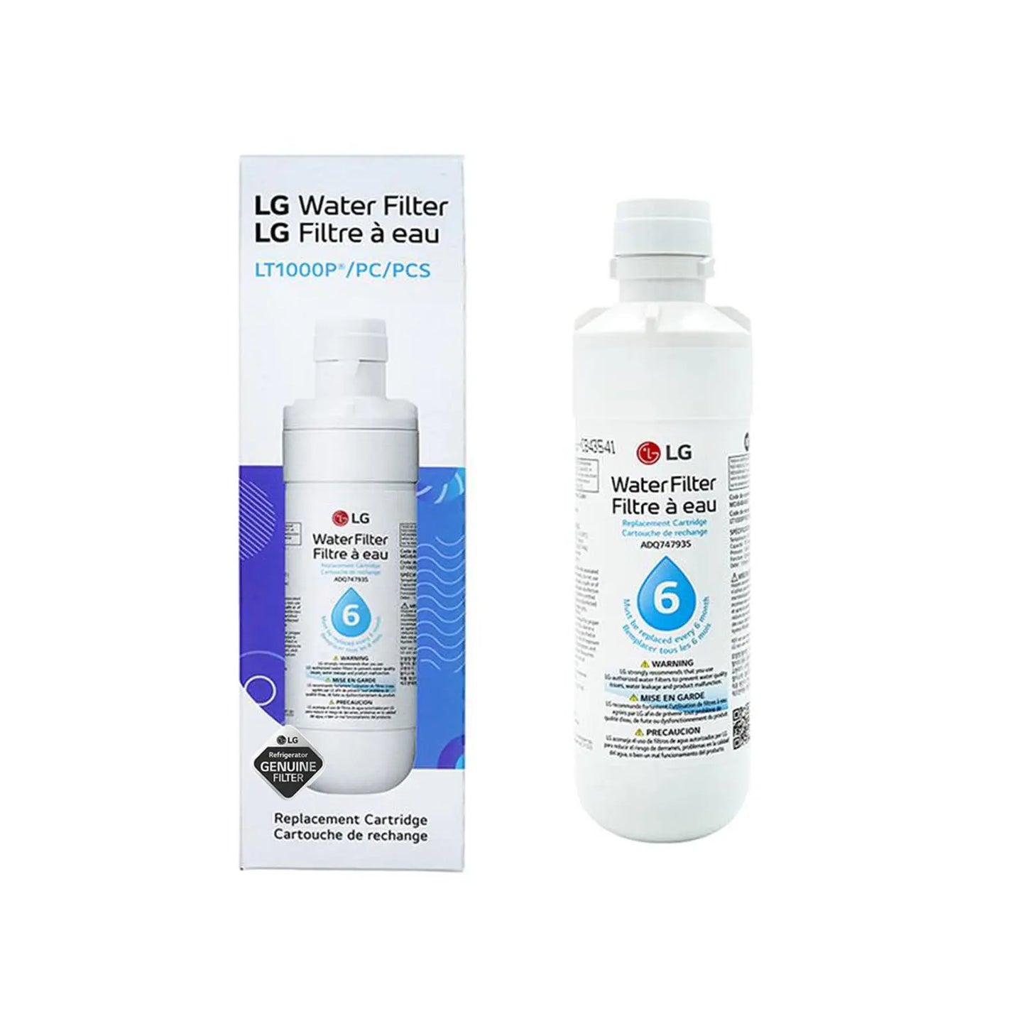 LG LT1000P - 6 Month / 200 Gallon Capacity Replacement Refrigerator Water Filter (NSF42, NSF53, and NSF401) ADQ74793501, ADQ75795105, AGF80300704, or AGF80300705 White LG