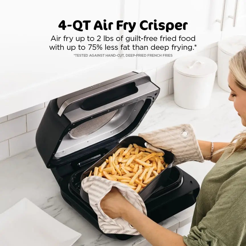 Ninja | Indoor Grill and Air Fryer| Foodi Smart XL | 6-in-1 Grill, Air Fry, Roast, Bake, Broil, Dehydrate & Crisp |Smart Thermometer & Splatter Shield | Dishwasher Safe Parts | Black/Silver | FG551 Ninja