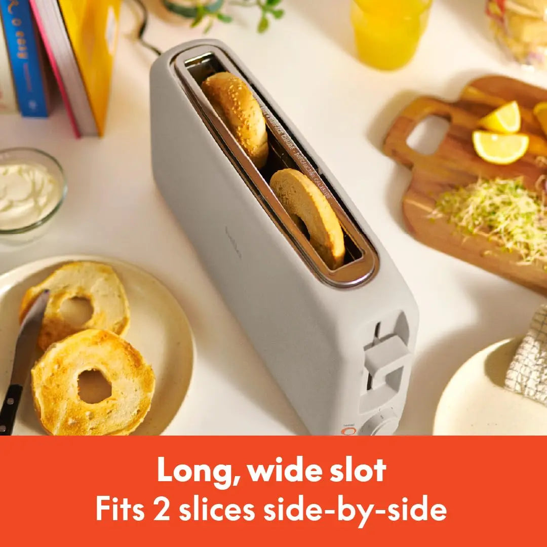 bella 2 Slice Slim Toaster, Fits-anywhere™ Kitchenware, 6 Setting Shade Control with Reheat & Cancel Buttons, Fits sourdough, 10” Long Slot, Anti Jam & Auto Shutoff, 900 Watt, Oatmilk BELLA