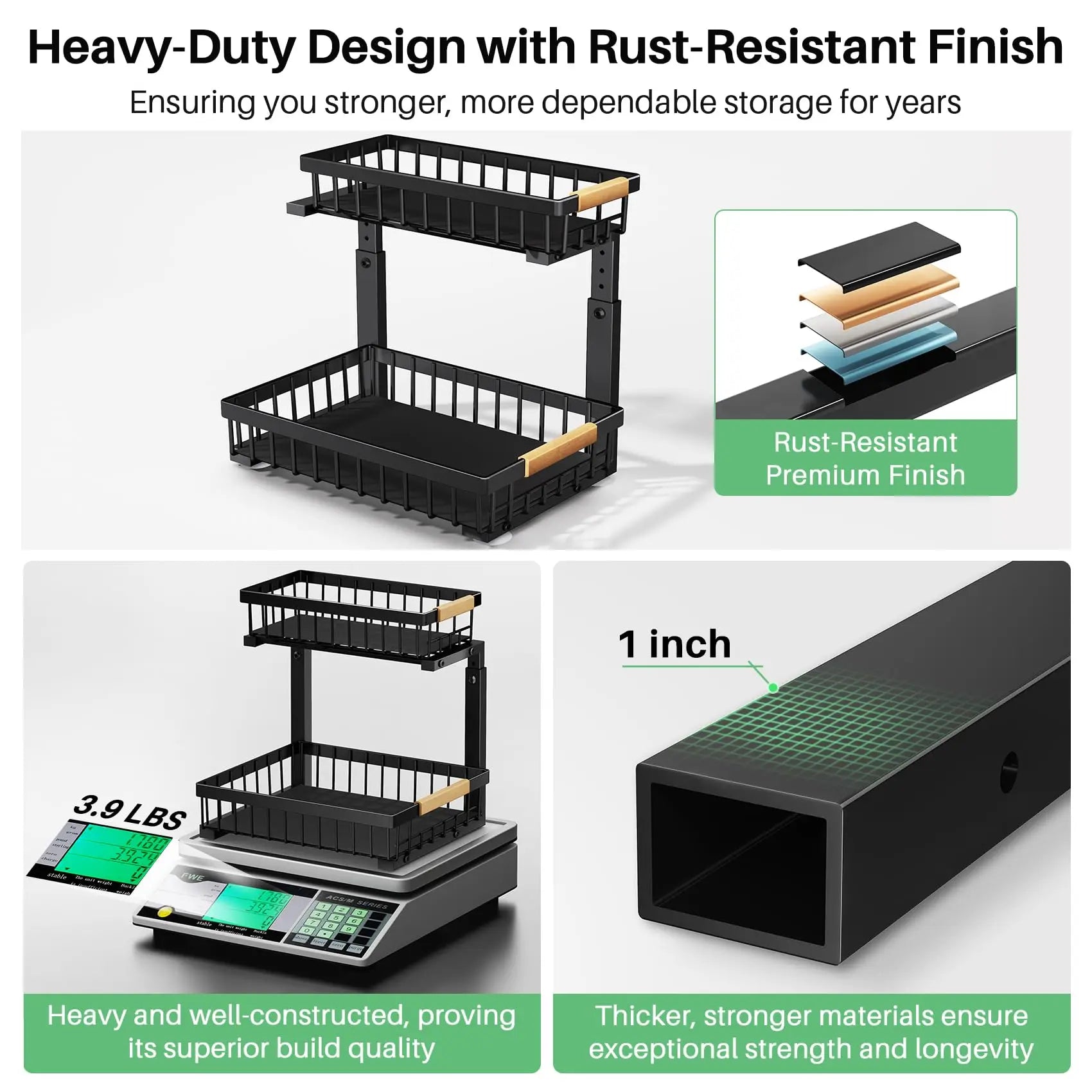 Kitstorack Under Sink Organizer, 2 Tier Under the Sink Storage, Slide out Pull out Cabinet Organizer Shelf, Metal Sliding Drawer for Kitchen Bathroom Pantry Closet Organization Rack, Black, 2 Pack Kitstorack