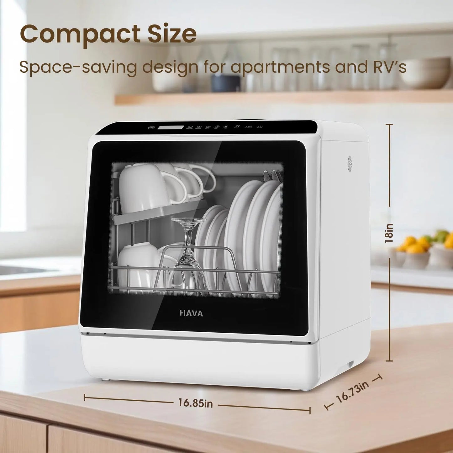 HAVA Countertop Dishwasher, 6 Programs Portable Dishwashers with 5L Built-in Water Tank, No Hookup Needed, Baby Care & Air-Drying Function for Apartments and RVs HAVA
