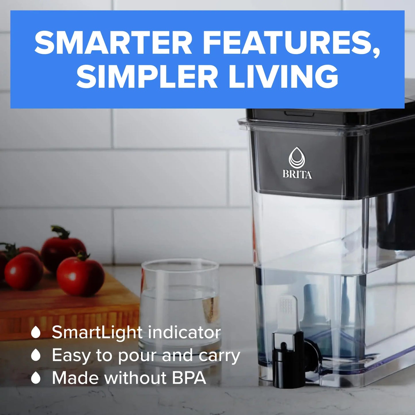 Brita Water Dispenser, UltraMax Elite Filter, Removes 99% of Lead, Includes 1 Filter, 27-Cup Capacity, Black Brita