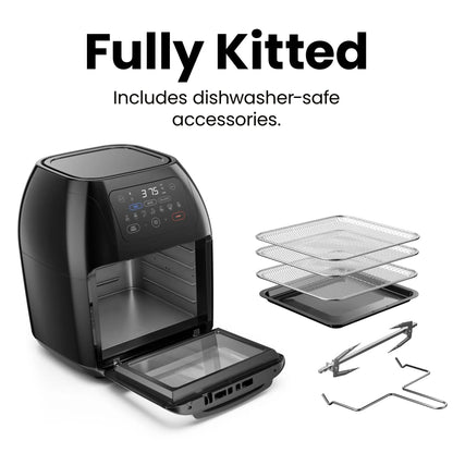 CHEFMAN Multifunctional Digital Air Fryer+ Rotisserie, Dehydrator, Convection Oven, 17 Touch Screen Presets Fry, Roast, Dehydrate, Bake, XL 10L Family Size, Auto Shutoff, Large Easy-View Window, Black Chefman
