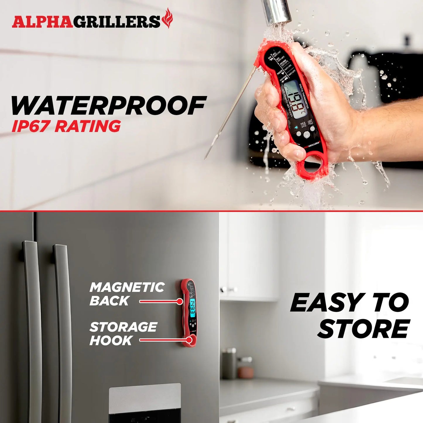 Alpha Grillers Meat Thermometer Digital – Instant Read Food Thermometer for Cooking & Grilling – Professional Kitchen Gift for Men, Dad & Mom Alpha Grillers
