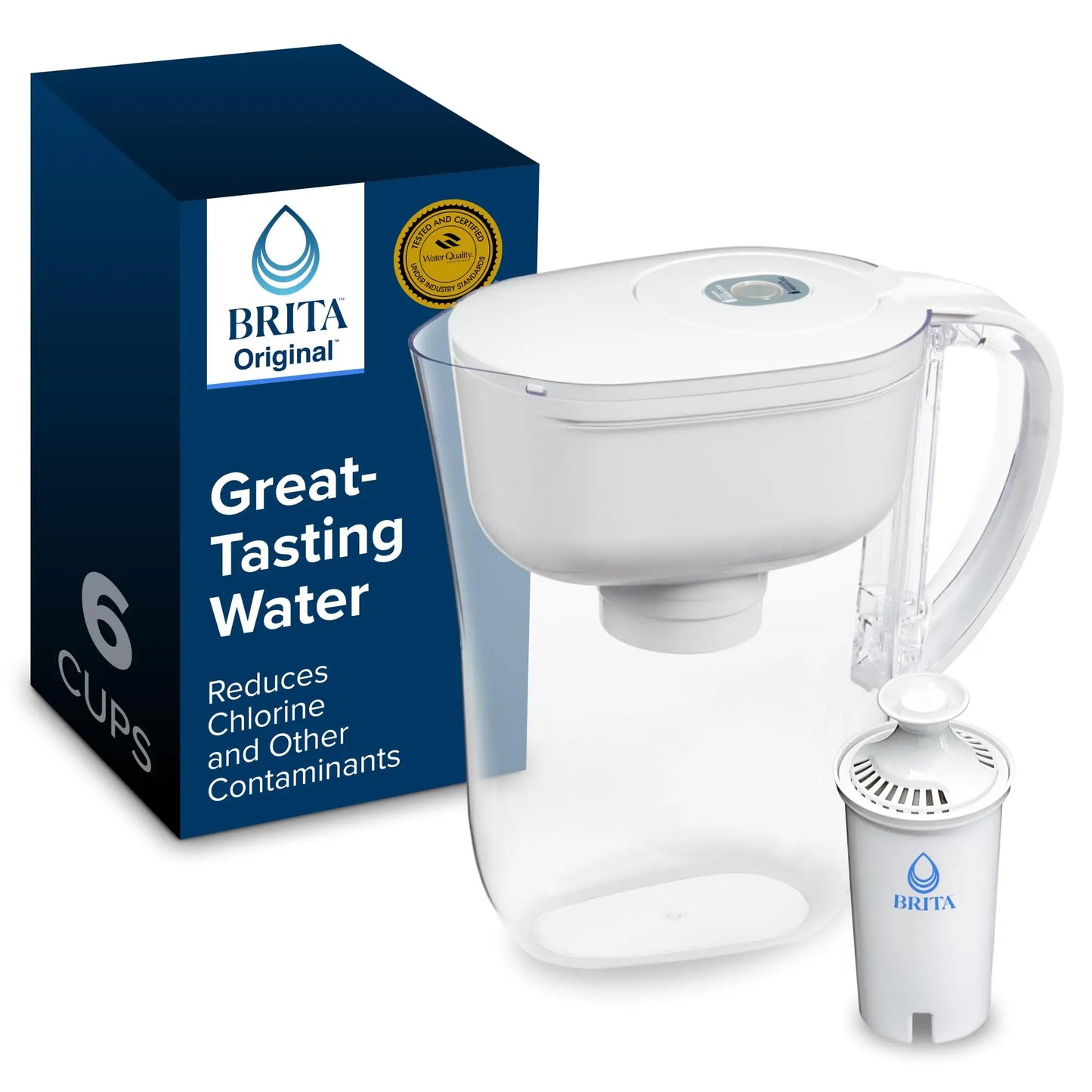 Brita Metro Water Filter Pitcher with SmartLight Change Indicator, BPA-Free, Replaces 1,800 Plastic Water Bottles a Year, Lasts Two Months, Includes 1 Filter, Small - 6-Cup Capacity, White Brita