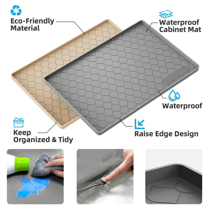 Winisok Silicone Under Sink Mat 34" x 22", kitchen Essentials and Gadgets, Shelf liner and Cabinet Protector, Home Organizers and Storage, Waterproof Bathroom Tray Winisok