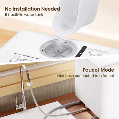 HAVA Countertop Dishwasher, 6 Programs Portable Dishwashers with 5L Built-in Water Tank, No Hookup Needed, Baby Care & Air-Drying Function for Apartments and RVs HAVA