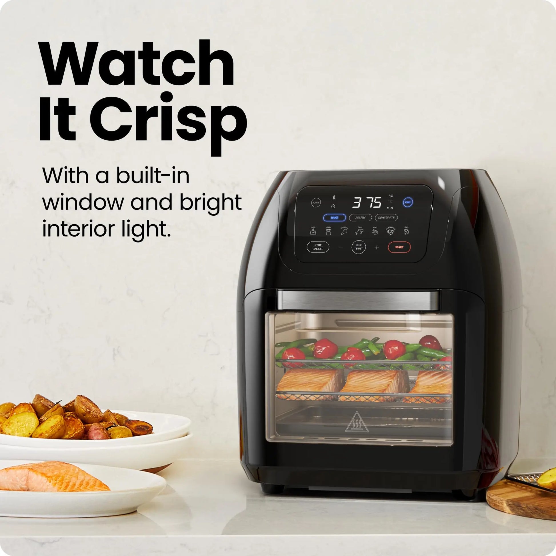 CHEFMAN Multifunctional Digital Air Fryer+ Rotisserie, Dehydrator, Convection Oven, 17 Touch Screen Presets Fry, Roast, Dehydrate, Bake, XL 10L Family Size, Auto Shutoff, Large Easy-View Window, Black Chefman