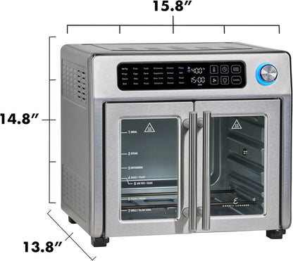 Emeril Lagasse Extra Large French Door Air Fryer Toaster Oven Combo, 24 Cooking Functions and Digital Controls, 7 Accessories Included, Stainless Steel Finish, 26QT Capacity Emeril Lagasse