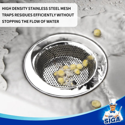 MR.SIGA Kitchen Sink Strainer, Stainless Steel Sink Drain Strainer, Dishwasher Safe, Outer Diameter 4.4 inch/11.2cm, Inner Diameter 3 inch/7.6cm, Pack of 3 MR.SIGA