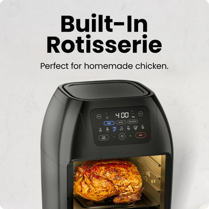 CHEFMAN Multifunctional Digital Air Fryer+ Rotisserie, Dehydrator, Convection Oven, 17 Touch Screen Presets Fry, Roast, Dehydrate, Bake, XL 10L Family Size, Auto Shutoff, Large Easy-View Window, Black Chefman