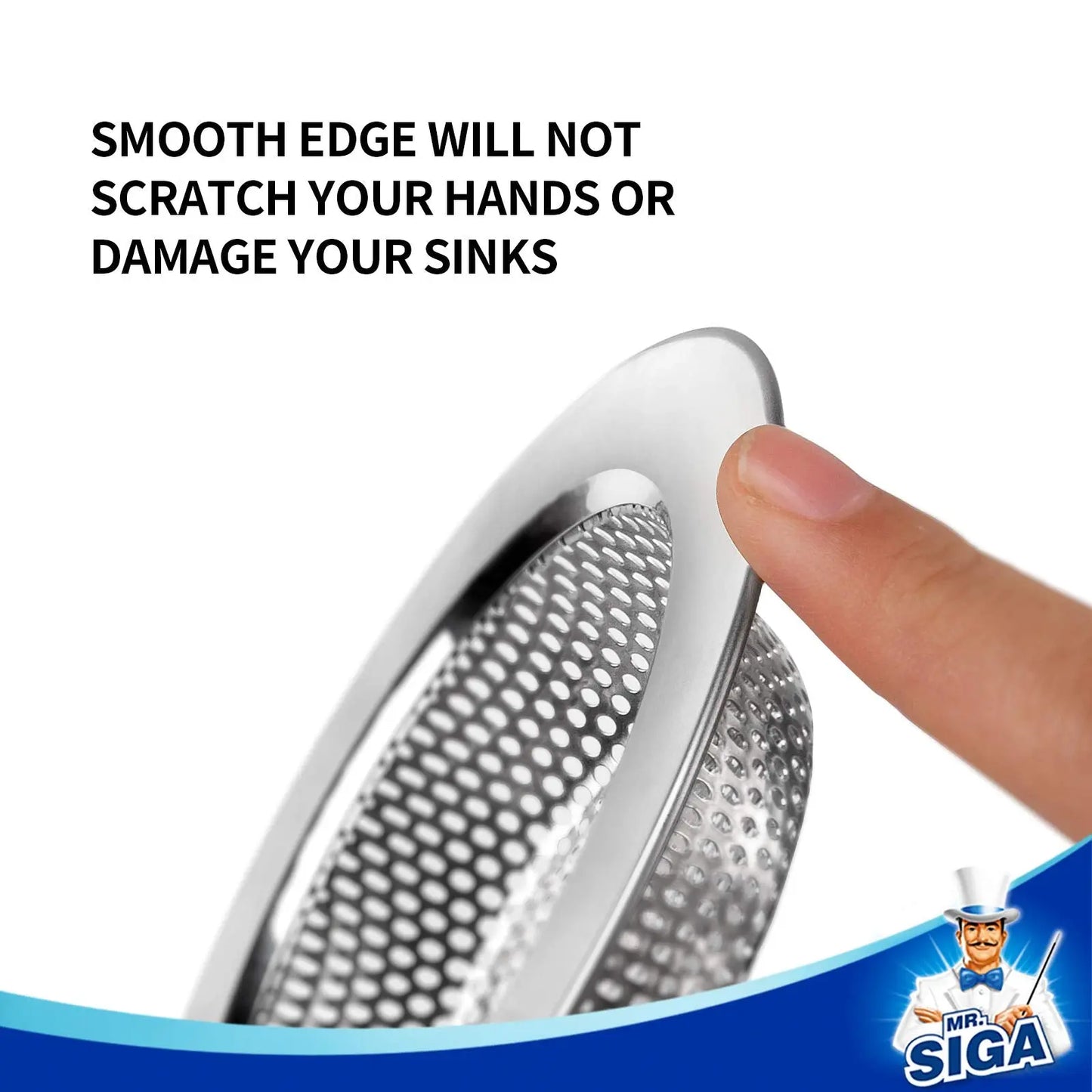 MR.SIGA Kitchen Sink Strainer, Stainless Steel Sink Drain Strainer, Dishwasher Safe, Outer Diameter 4.4 inch/11.2cm, Inner Diameter 3 inch/7.6cm, Pack of 3 MR.SIGA