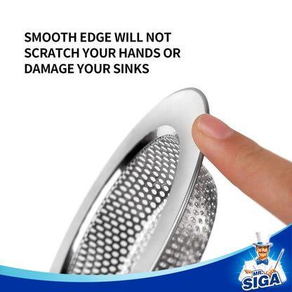 MR.SIGA Kitchen Sink Strainer, Stainless Steel Sink Drain Strainer, Dishwasher Safe, Outer Diameter 4.4 inch/11.2cm, Inner Diameter 3 inch/7.6cm, Pack of 3 MR.SIGA