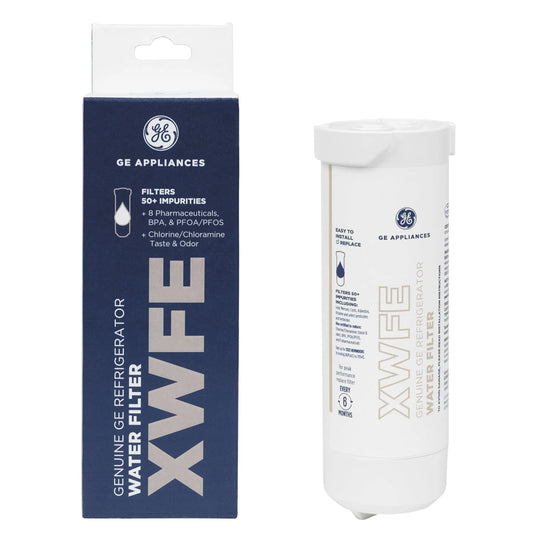 GE XWFE™ Refrigerator Water Filter, Genuine Replacement Filter, Certified to Reduce Lead, Microplastics, PFOA/PFOS, and 50+ Other Impurities, Compatible with GE Appliances Brands, Pack of 1 GE