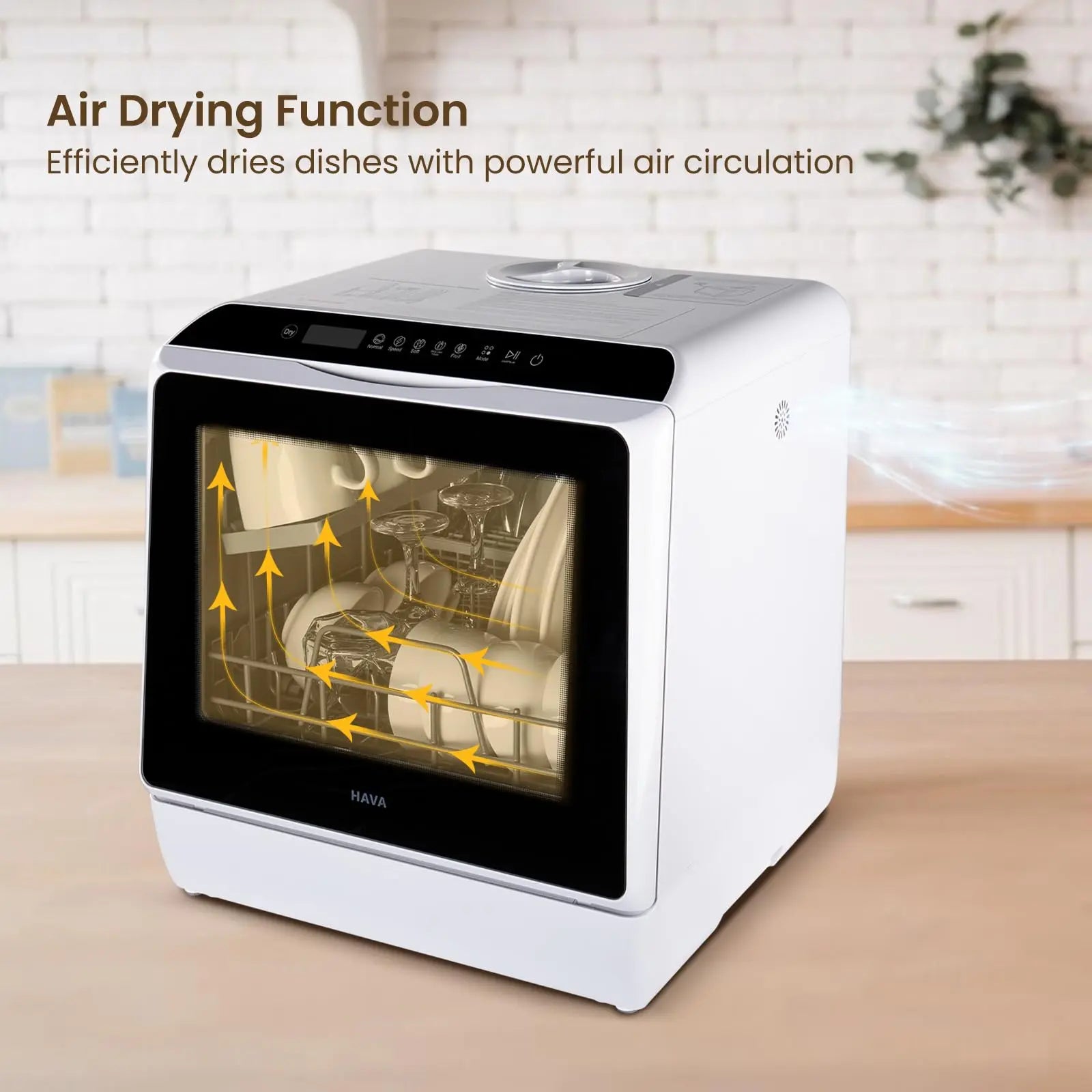 HAVA Countertop Dishwasher, 6 Programs Portable Dishwashers with 5L Built-in Water Tank, No Hookup Needed, Baby Care & Air-Drying Function for Apartments and RVs HAVA