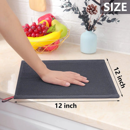 Homaxy 100% Cotton Waffle Weave Kitchen Dish Cloths, Ultra Soft Absorbent Quick Drying Dish Towels, 12 x 12 Inches, 6-Pack, Dark Grey Homaxy