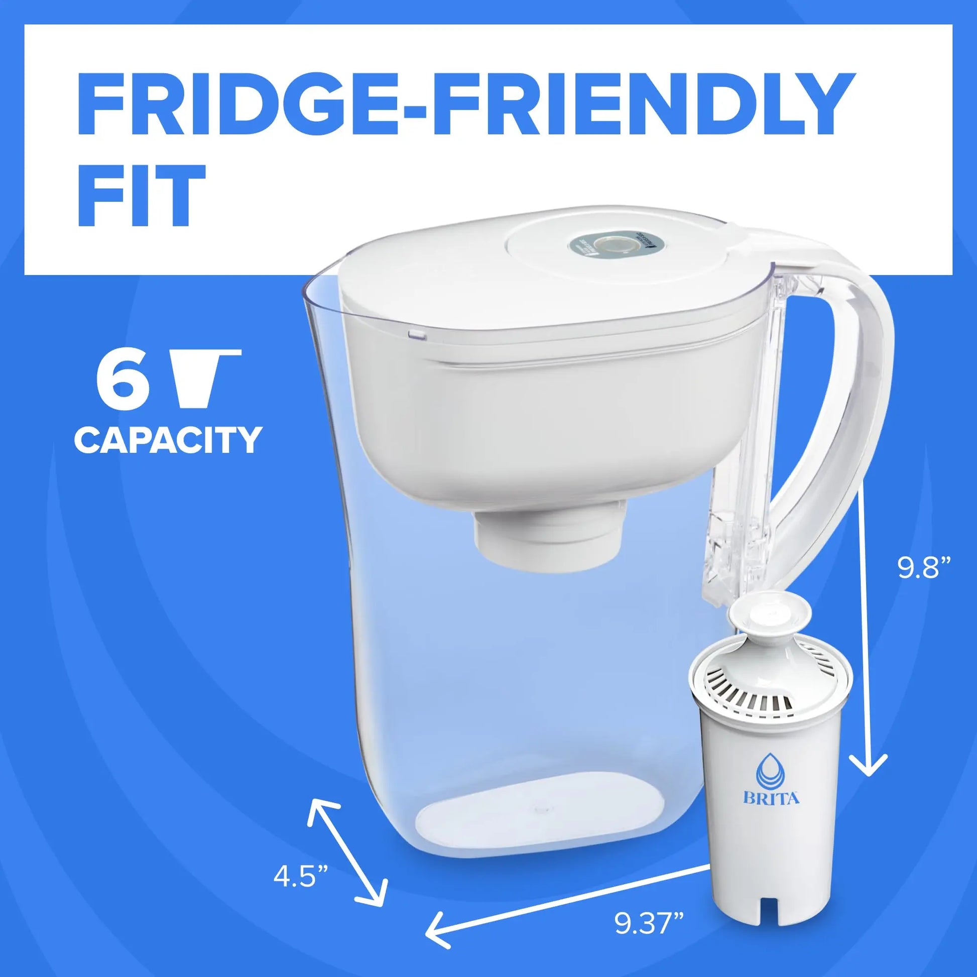 Brita Metro Water Filter Pitcher with SmartLight Change Indicator, BPA-Free, Replaces 1,800 Plastic Water Bottles a Year, Lasts Two Months, Includes 1 Filter, Small - 6-Cup Capacity, White Brita