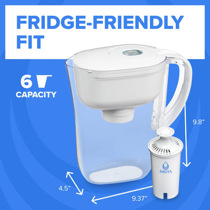 Brita Metro Water Filter Pitcher with SmartLight Change Indicator, BPA-Free, Replaces 1,800 Plastic Water Bottles a Year, Lasts Two Months, Includes 1 Filter, Small - 6-Cup Capacity, White Brita