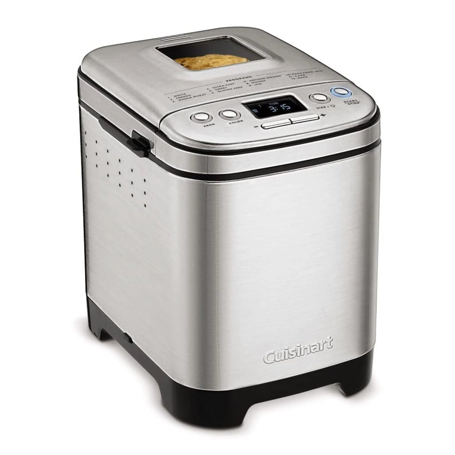 Cuisinart Bread Maker Machine, Stainless Steel Automatic Bread Machine with 12 Menu Options, 3 Loaf Sizes up to 2 Lb., 3 Crust Colors, Removable Nonstick Baking Pan & Kneading Paddle, CBK-110NAS Cuisinart