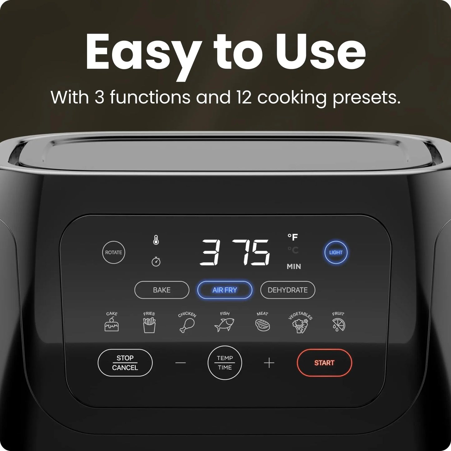 CHEFMAN Multifunctional Digital Air Fryer+ Rotisserie, Dehydrator, Convection Oven, 17 Touch Screen Presets Fry, Roast, Dehydrate, Bake, XL 10L Family Size, Auto Shutoff, Large Easy-View Window, Black Chefman