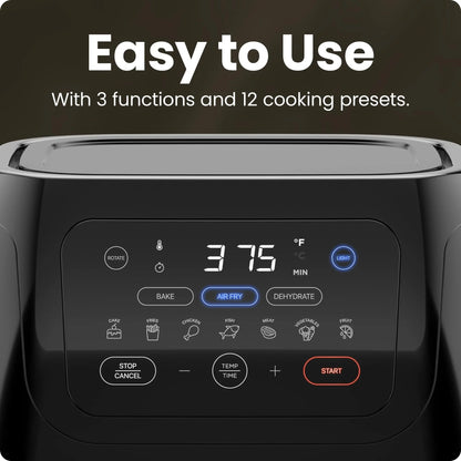 CHEFMAN Multifunctional Digital Air Fryer+ Rotisserie, Dehydrator, Convection Oven, 17 Touch Screen Presets Fry, Roast, Dehydrate, Bake, XL 10L Family Size, Auto Shutoff, Large Easy-View Window, Black Chefman