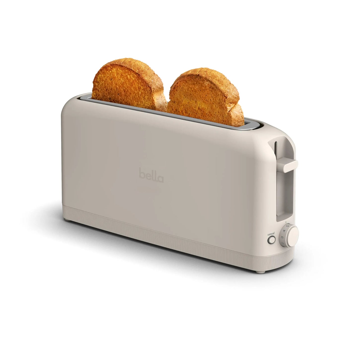 bella 2 Slice Slim Toaster, Fits-anywhere™ Kitchenware, 6 Setting Shade Control with Reheat & Cancel Buttons, Fits sourdough, 10” Long Slot, Anti Jam & Auto Shutoff, 900 Watt, Oatmilk BELLA