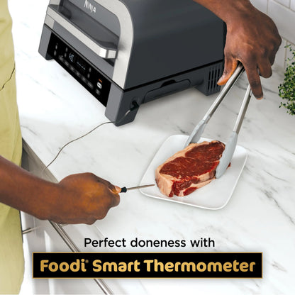 Ninja DG551 Foodi Smart XL 6-in-1 Indoor Grill with Air Fry, Roast, Bake, Broil, & Dehydrate, Foodi Smart Thermometer, 2nd Generation, Black/Silver Ninja