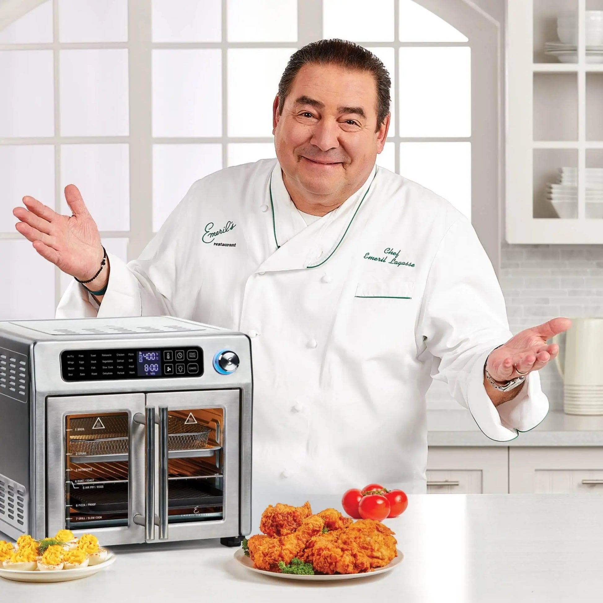 Emeril Lagasse Extra Large French Door Air Fryer Toaster Oven Combo, 24 Cooking Functions and Digital Controls, 7 Accessories Included, Stainless Steel Finish, 26QT Capacity Emeril Lagasse