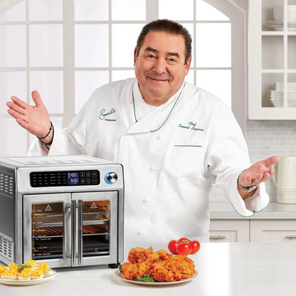 Emeril Lagasse Extra Large French Door Air Fryer Toaster Oven Combo, 24 Cooking Functions and Digital Controls, 7 Accessories Included, Stainless Steel Finish, 26QT Capacity Emeril Lagasse
