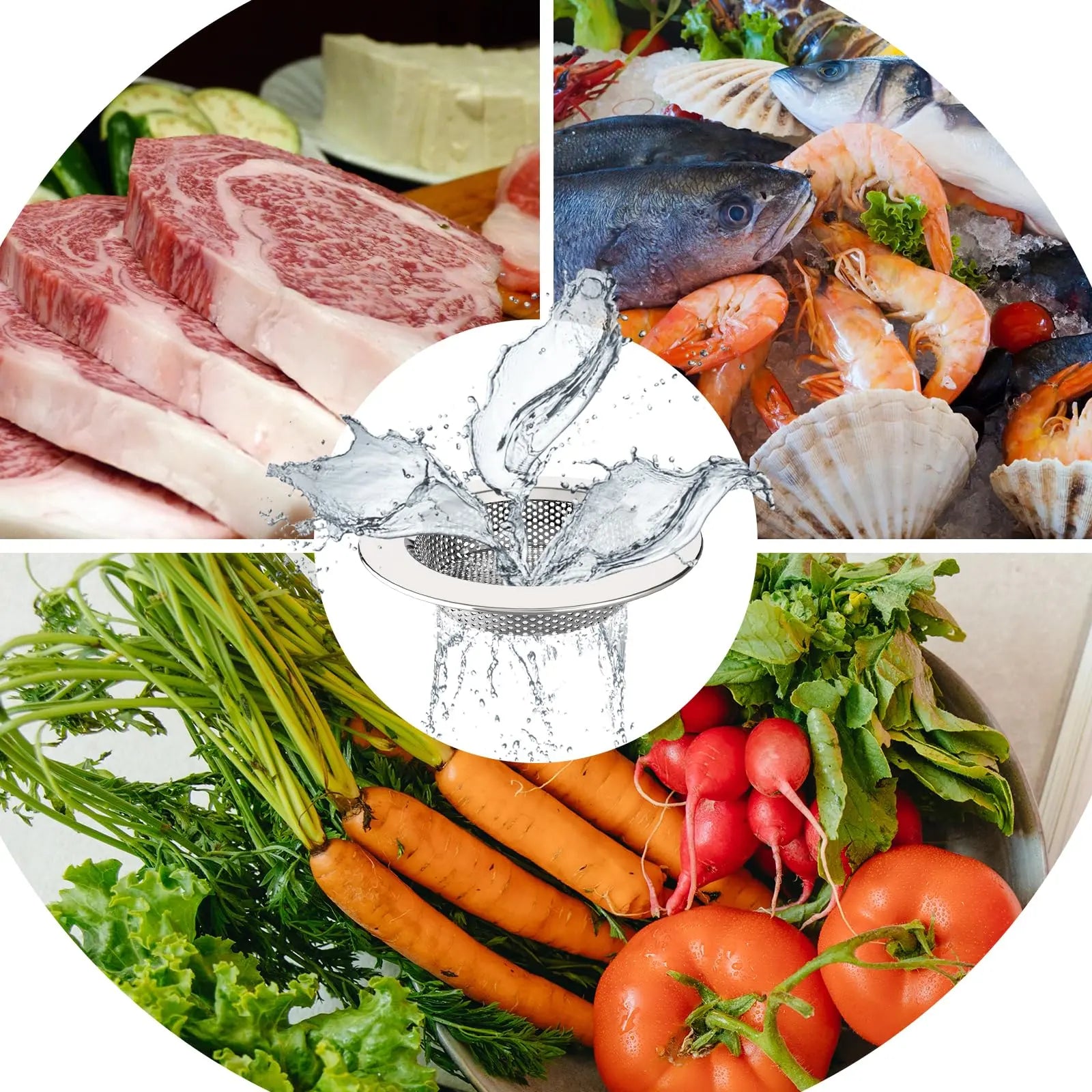 MR.SIGA Kitchen Sink Strainer, Stainless Steel Sink Drain Strainer, Dishwasher Safe, Outer Diameter 4.4 inch/11.2cm, Inner Diameter 3 inch/7.6cm, Pack of 3 MR.SIGA