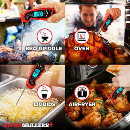 Alpha Grillers Meat Thermometer Digital – Instant Read Food Thermometer for Cooking & Grilling – Professional Kitchen Gift for Men, Dad & Mom Alpha Grillers