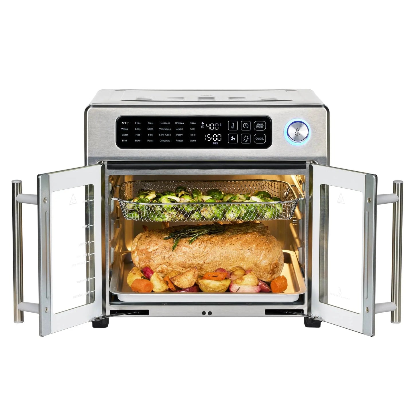 Emeril Lagasse Extra Large French Door Air Fryer Toaster Oven Combo, 24 Cooking Functions and Digital Controls, 7 Accessories Included, Stainless Steel Finish, 26QT Capacity Emeril Lagasse