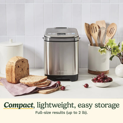 Cuisinart Bread Maker Machine, Stainless Steel Automatic Bread Machine with 12 Menu Options, 3 Loaf Sizes up to 2 Lb., 3 Crust Colors, Removable Nonstick Baking Pan & Kneading Paddle, CBK-110NAS Cuisinart