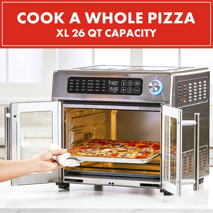Emeril Lagasse Extra Large French Door Air Fryer Toaster Oven Combo, 24 Cooking Functions and Digital Controls, 7 Accessories Included, Stainless Steel Finish, 26QT Capacity Emeril Lagasse