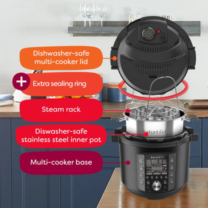 Instant Pot Pro (8 QT) 10-in-1 Pressure Cooker, Slow Cooker, Rice/Grain Cooker, Steamer, Sauté, Sous Vide, Yogurt Maker, Sterilizer, and Warmer, Includes App with Over 800 Recipes, Black Instant Pot