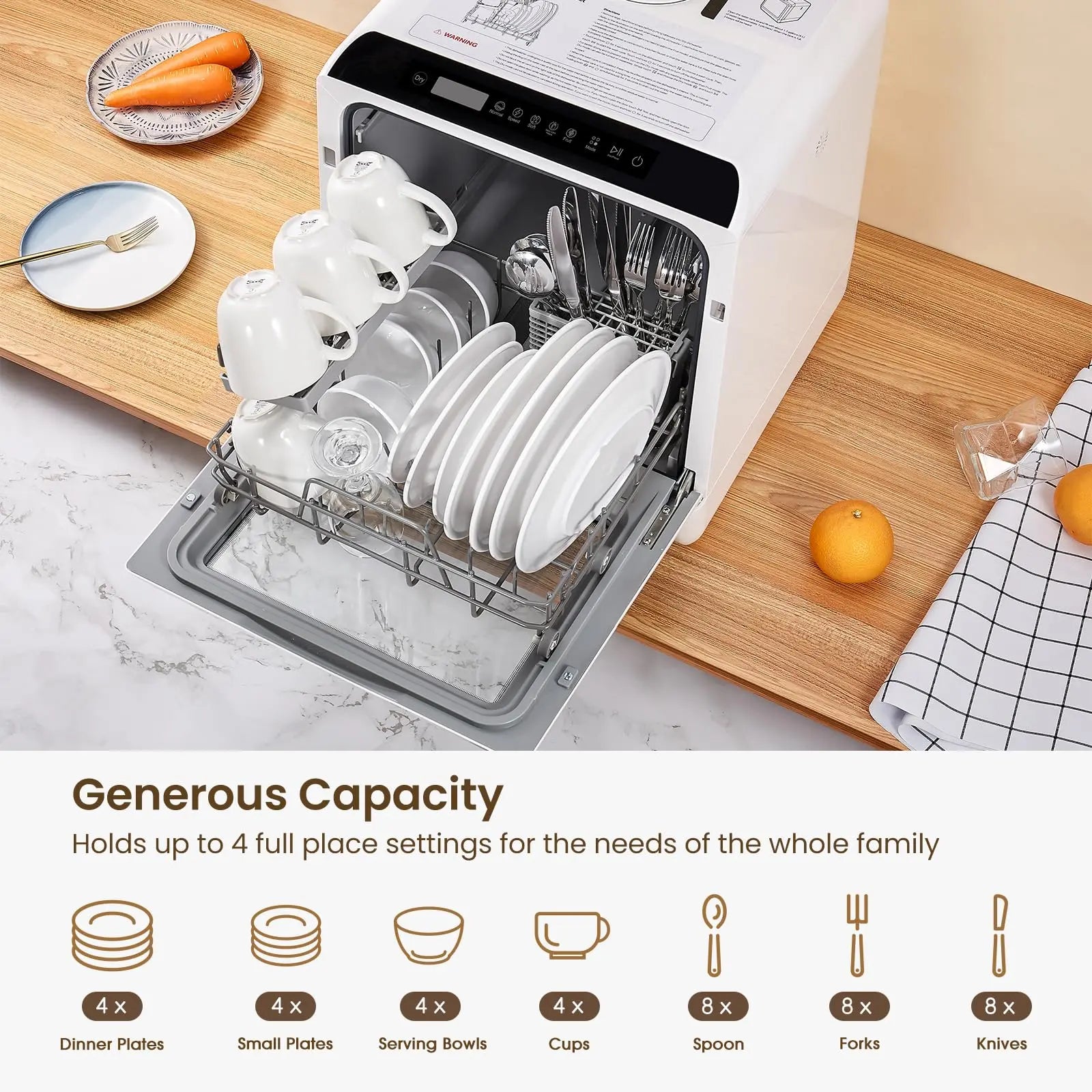 HAVA Countertop Dishwasher, 6 Programs Portable Dishwashers with 5L Built-in Water Tank, No Hookup Needed, Baby Care & Air-Drying Function for Apartments and RVs HAVA